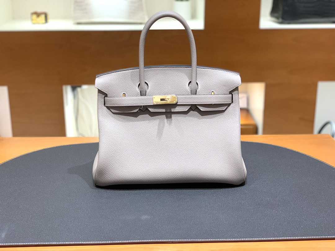 Hermès（爱马仕）Birkin 铂金包 Togo M8 沥青灰 金扣 30cm