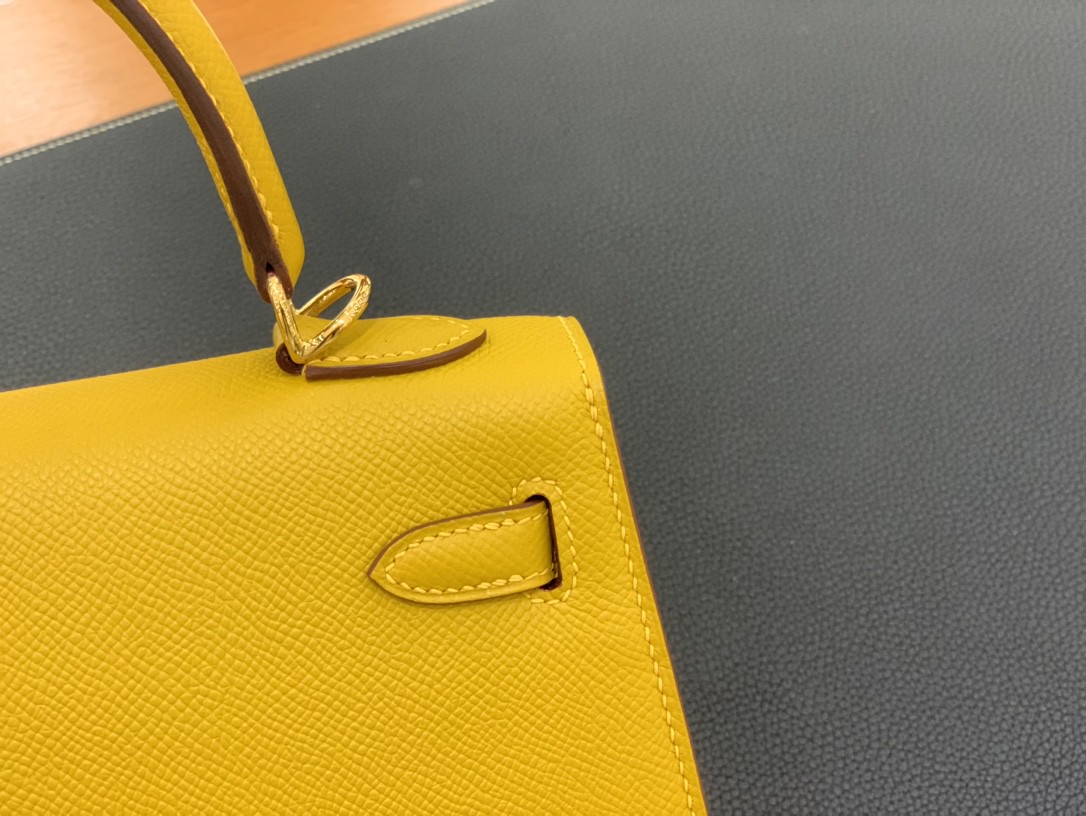 Hermès（爱马仕）Kelly 凯莉包 Epsom 9D 琥珀黄 金扣 25cm
