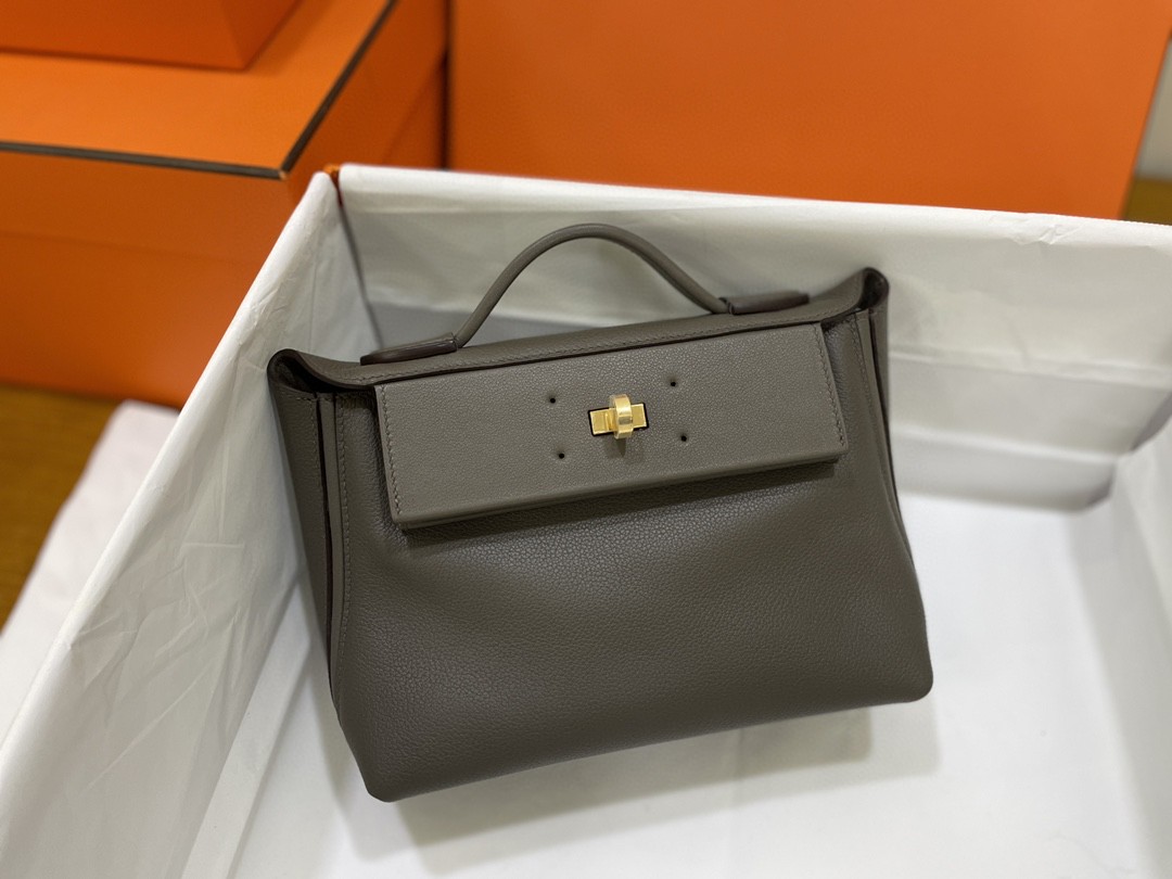 Hermès（爱马仕）mini kelly 2424 ever color 拼 swift 锡器灰 金扣 21cm
