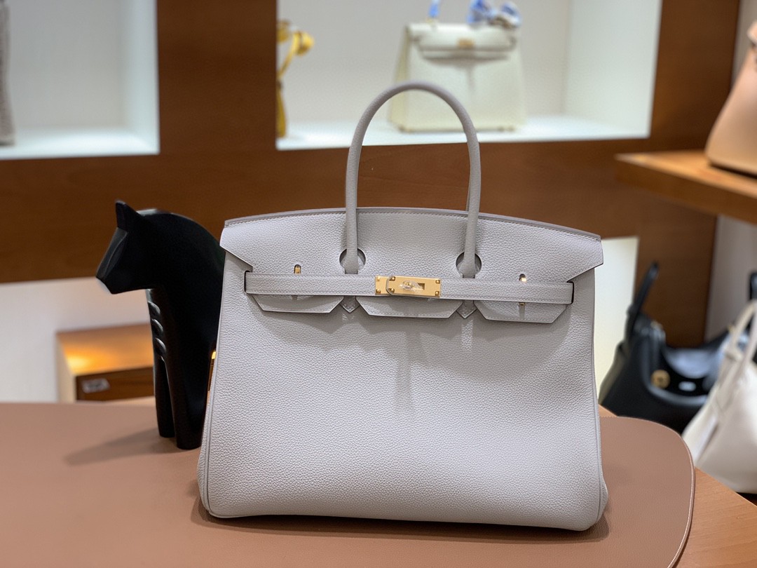 Hermès（爱马仕）Birkin 铂金包 Togo 珍珠灰 金扣 35cm