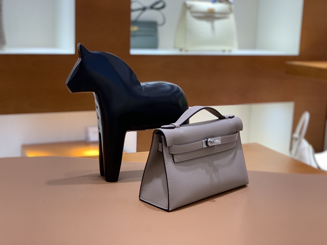 Hermès（爱马仕）miniKelly 迷你凯莉 Epsom 沥青灰 银扣 22cm