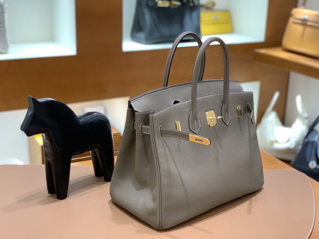 Hermès（爱马仕）Birkin 铂金包 Togo 大象灰 金扣 35cm