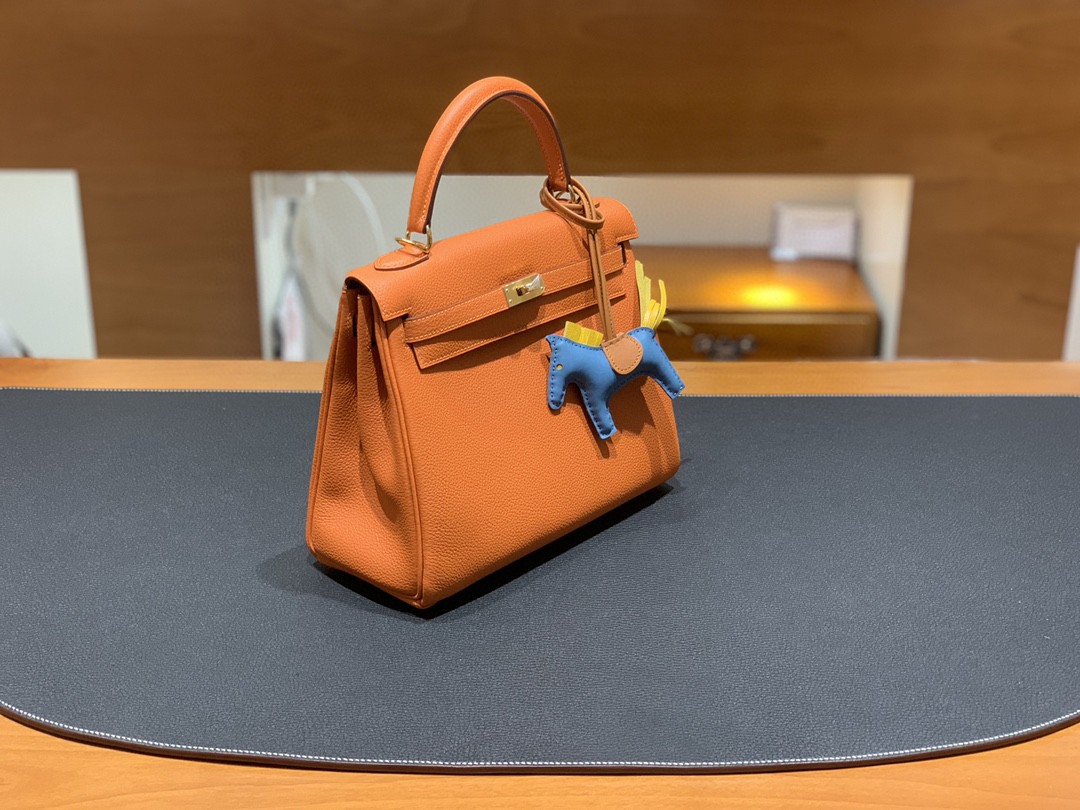 Hermès（爱马仕）Kelly 凯莉包 Togo 橙色 金扣 25cm