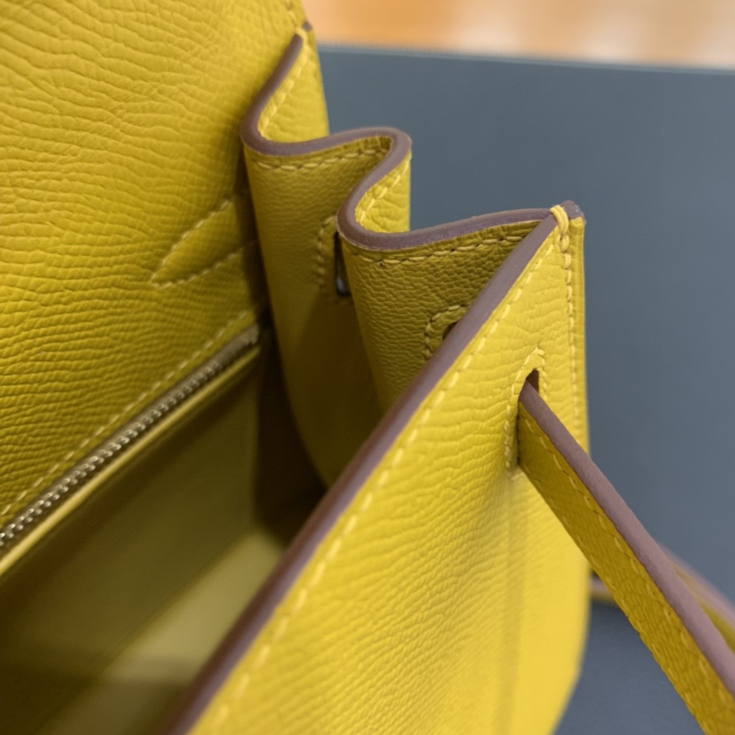 Hermès（爱马仕）Kelly 凯莉包 Epsom 9D 琥珀黄 金扣 25cm
