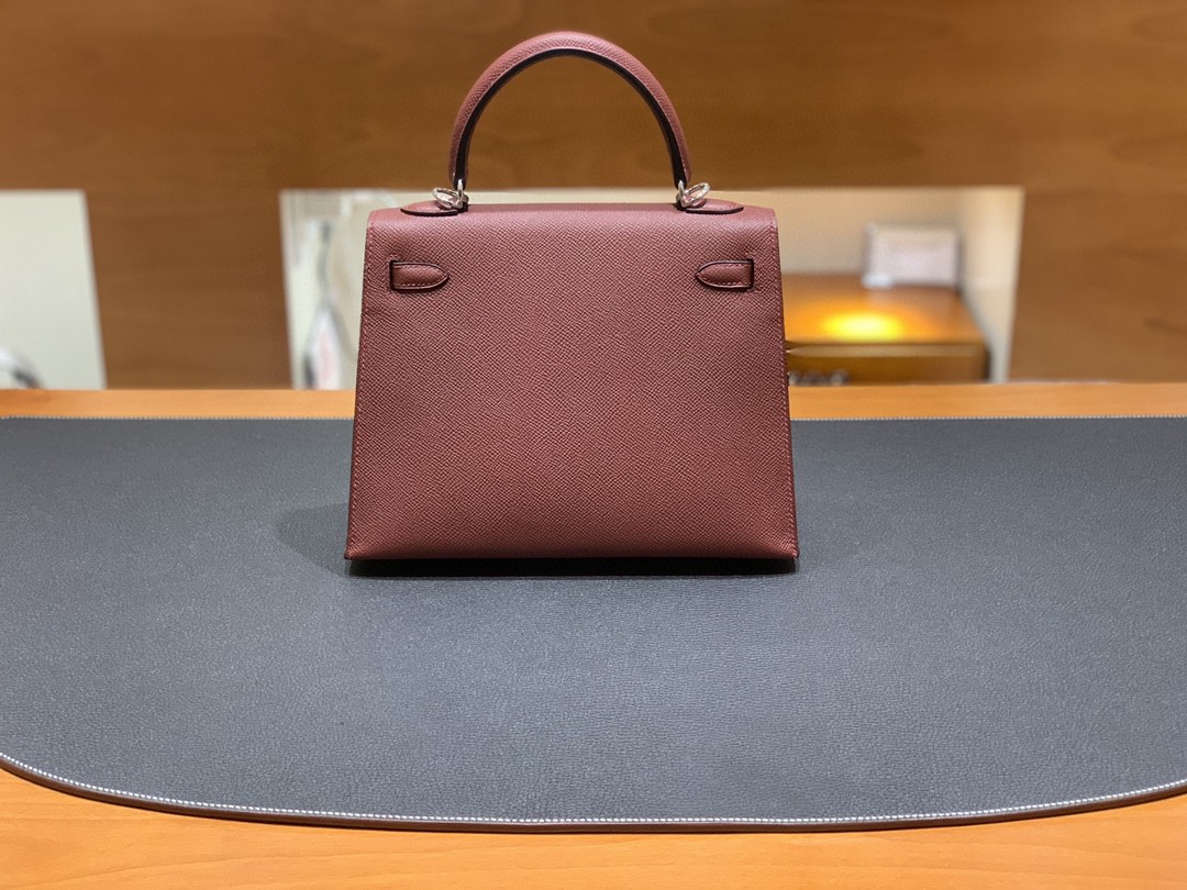 Hermès（爱马仕）Kelly 凯莉包 Epsom 爱马仕红 银扣 25cm