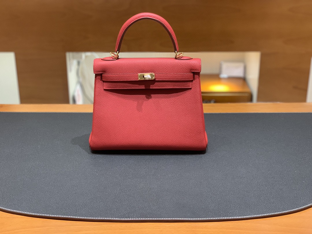 Hermès（爱马仕）Kelly 凯莉包 Togo 国旗红 金扣 25cm