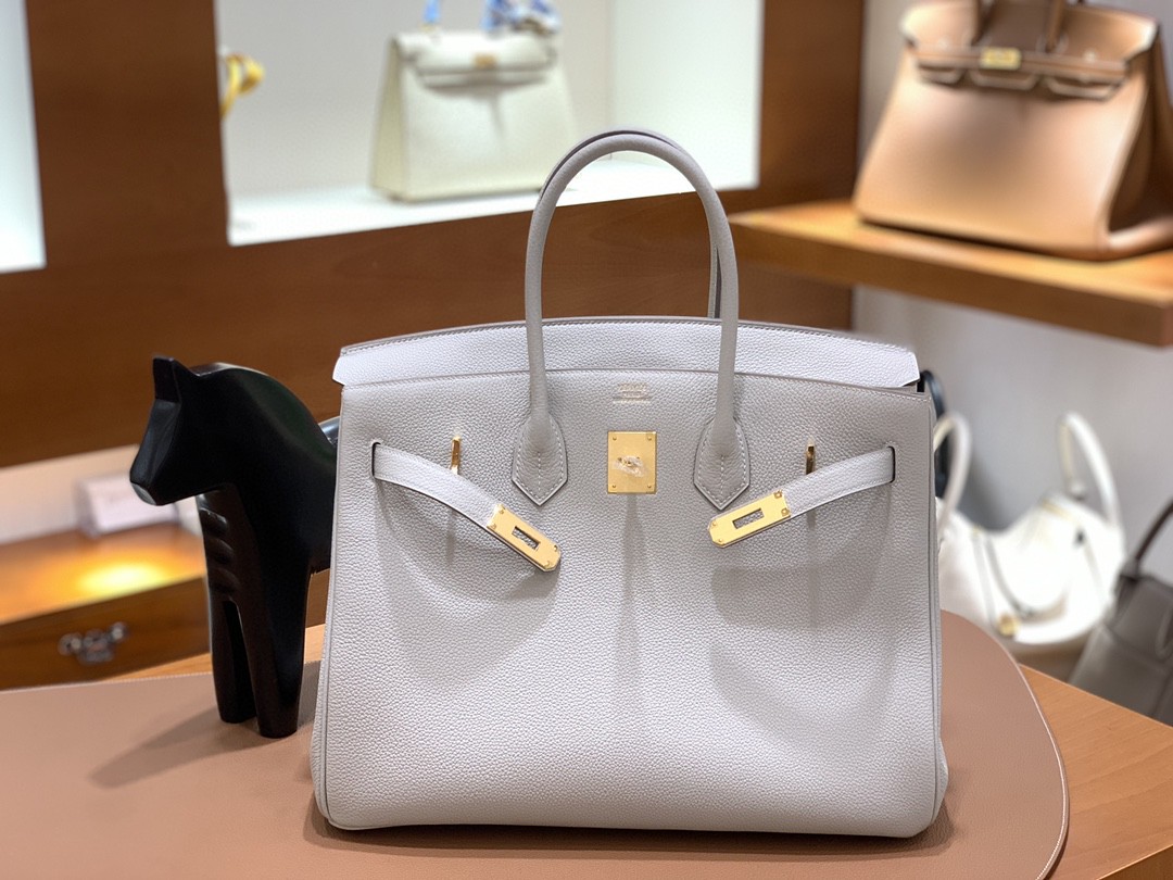 Hermès（爱马仕）Birkin 铂金包 Togo 珍珠灰 金扣 35cm