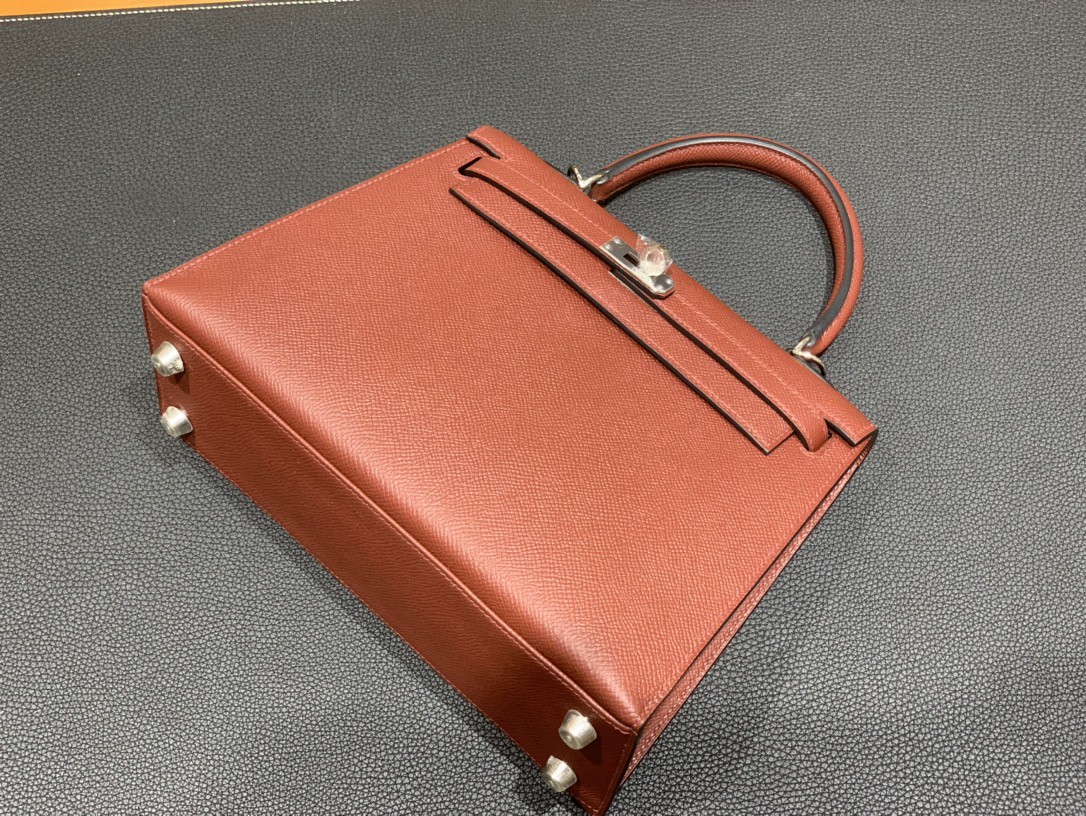 Hermès（爱马仕）Kelly 凯莉包 Epsom 爱马仕红 银扣 25cm