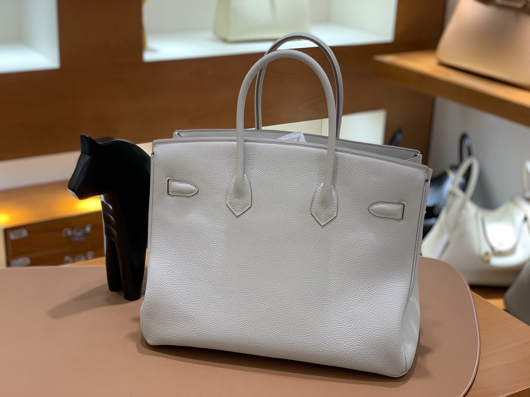 Hermès（爱马仕）Birkin 铂金包 Togo 珍珠灰 金扣 35cm
