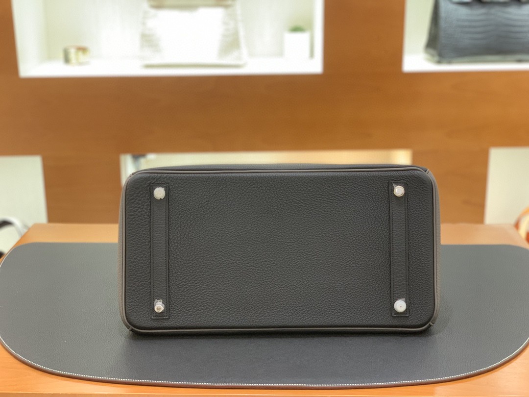 Hermès（爱马仕）Birkin 铂金包 Togo 黑色 拼 锡器灰 银扣 40cm