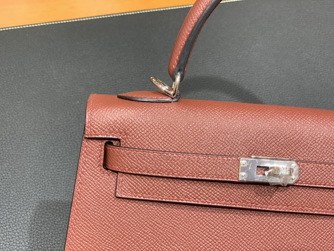 Hermès（爱马仕）Kelly 凯莉包 Epsom 爱马仕红 银扣 25cm
