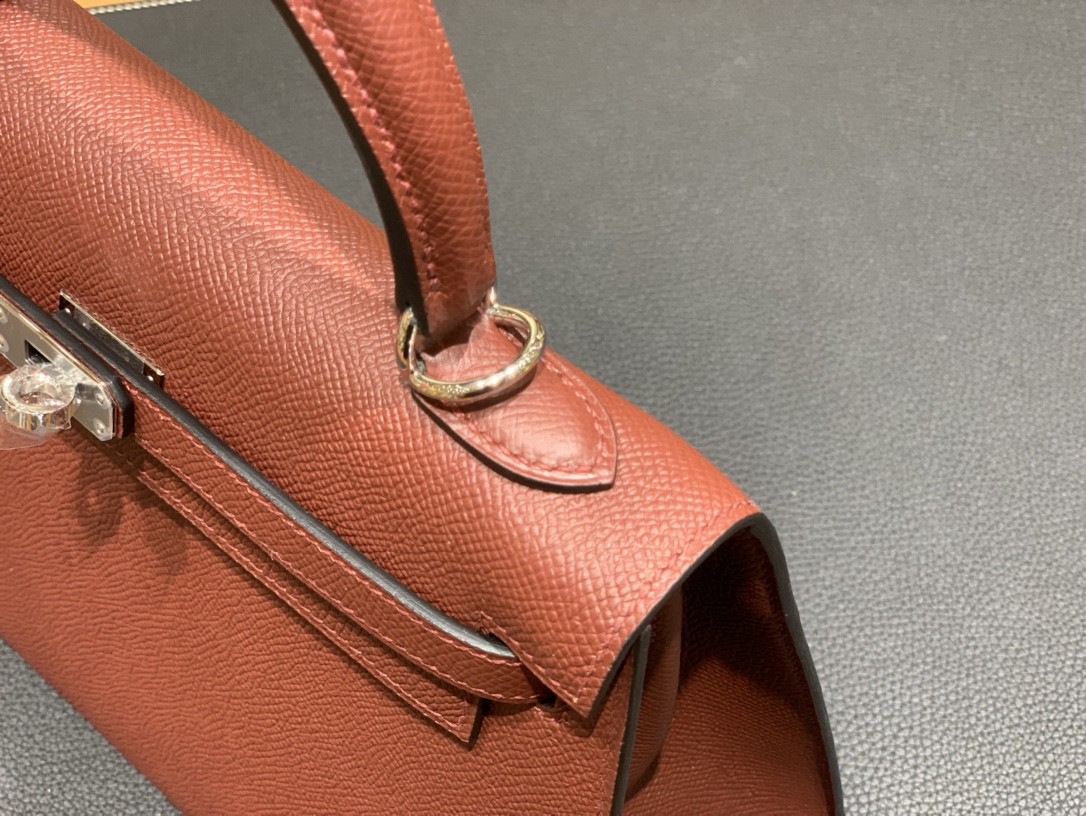 Hermès（爱马仕）Kelly 凯莉包 Epsom 爱马仕红 银扣 25cm