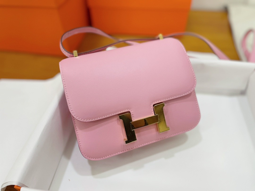 Hermès（爱马仕）Constance 康康 epsom 3Q 樱花粉 金扣 19cm