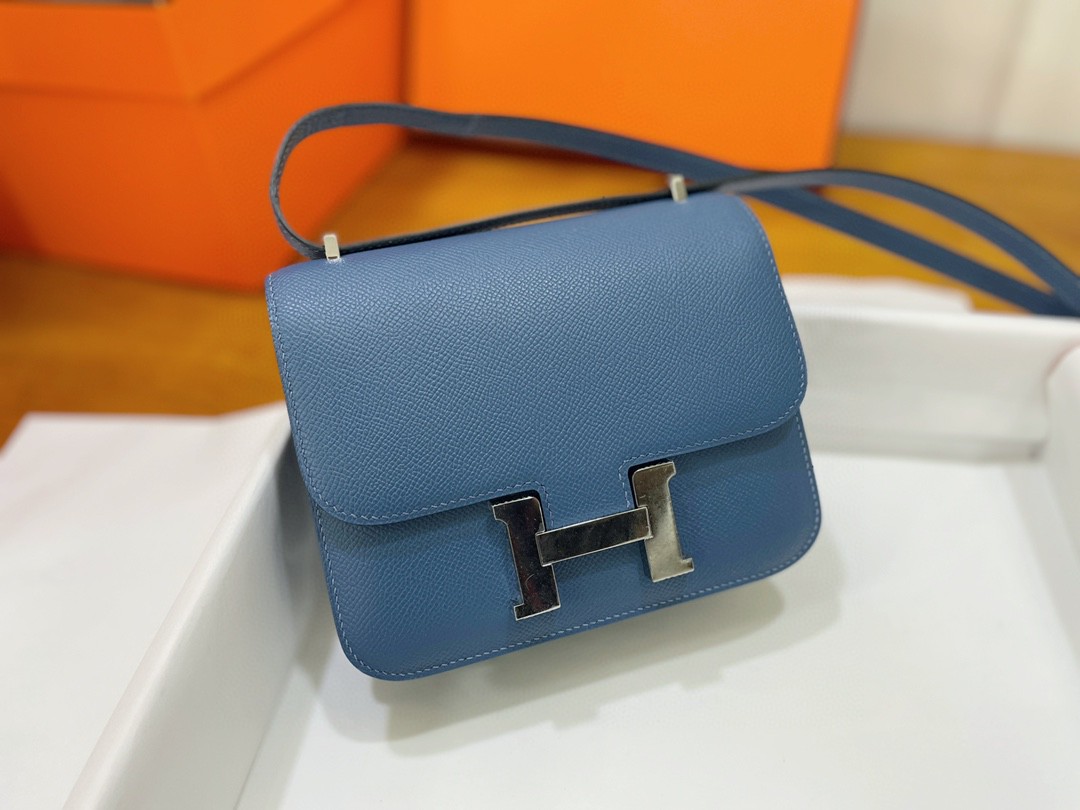 Hermès（爱马仕）Constance 康康 epsom 玛瑙蓝 银扣 19cm