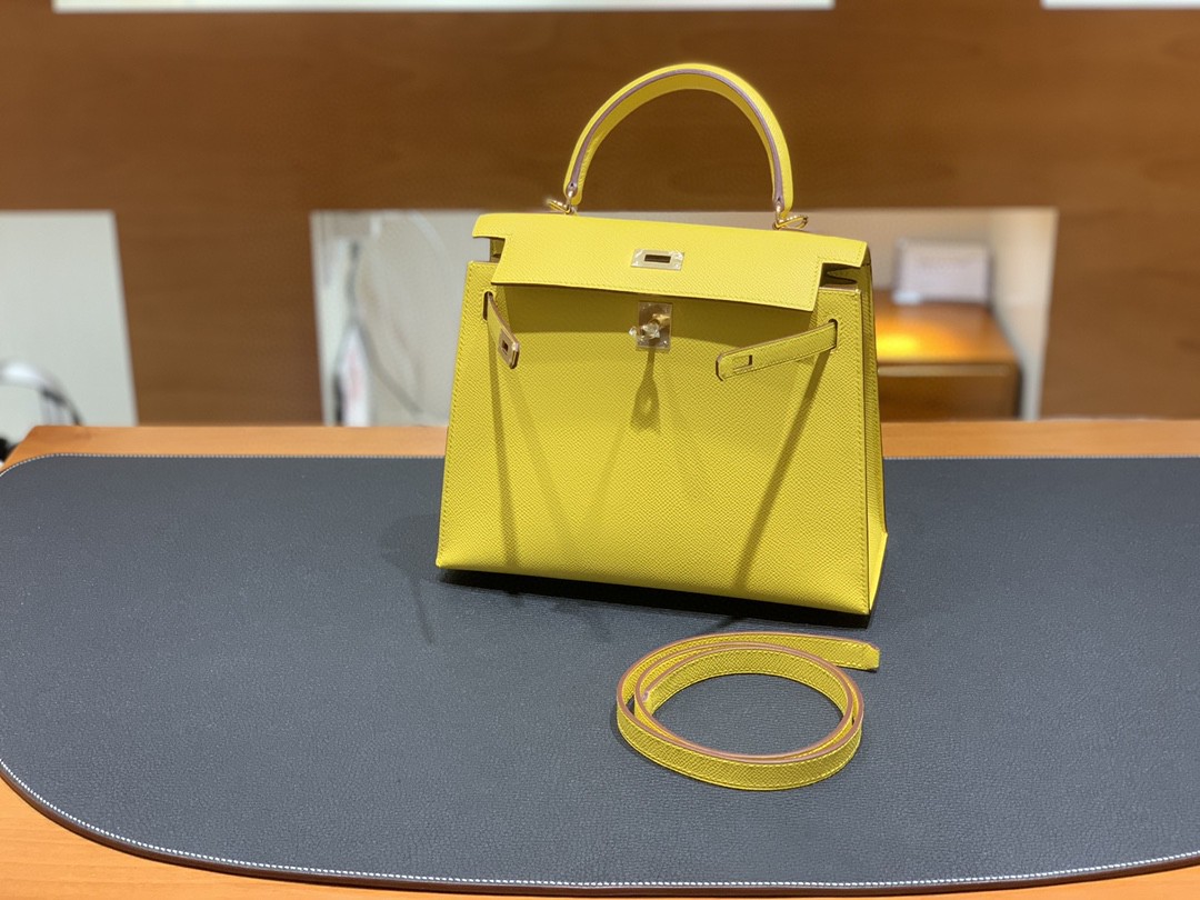 Hermès（爱马仕）Kelly 凯莉包 Epsom 那不勒斯黄 金扣 25cm