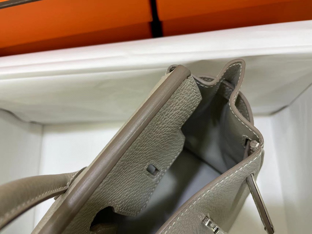 Hermès（爱马仕）Birkin 铂金包 Togo 珍珠灰 金扣 25cm