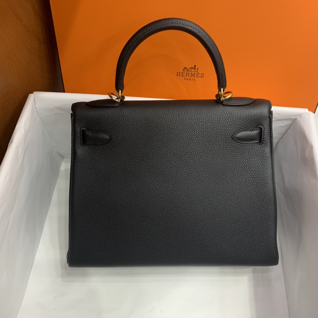 Hermès（爱马仕）Kelly 凯莉包 Togo 黑色 金扣 28cm