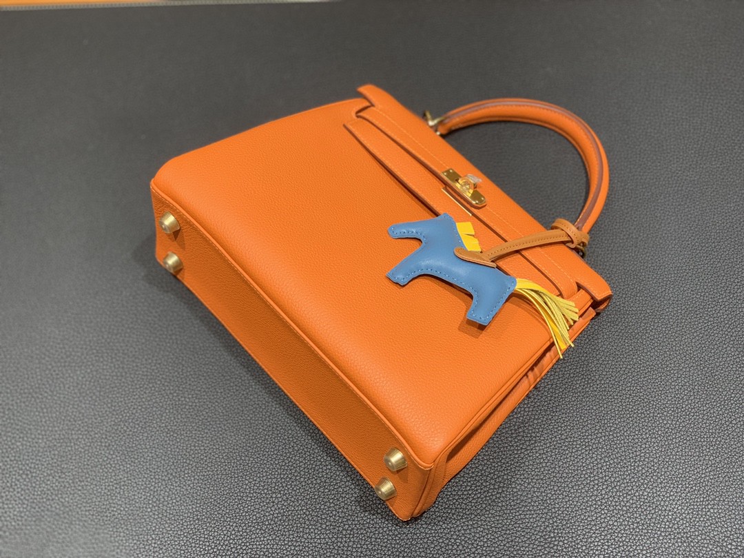 Hermès（爱马仕）Kelly 凯莉包 Togo 橙色 金扣 25cm