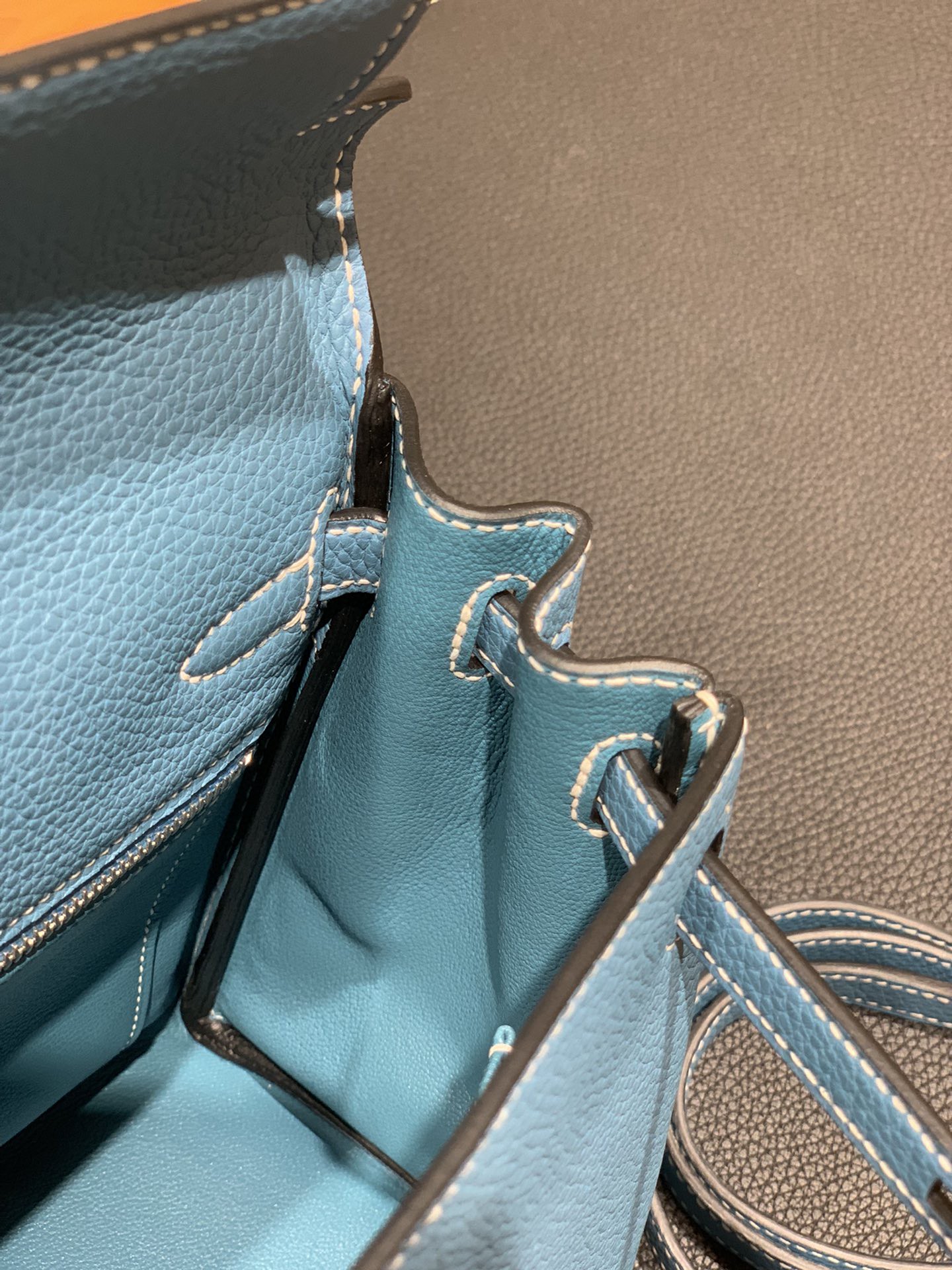 Hermès（爱马仕）Kelly 凯莉包 Togo 牛仔蓝 银扣 25cm