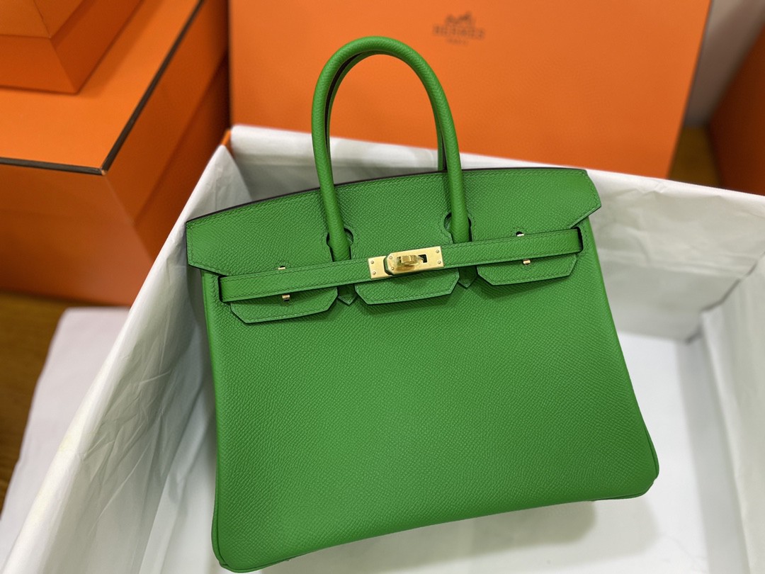 Hermès（爱马仕）Birkin 铂金包 Epsom 竹子绿 金扣 25cm