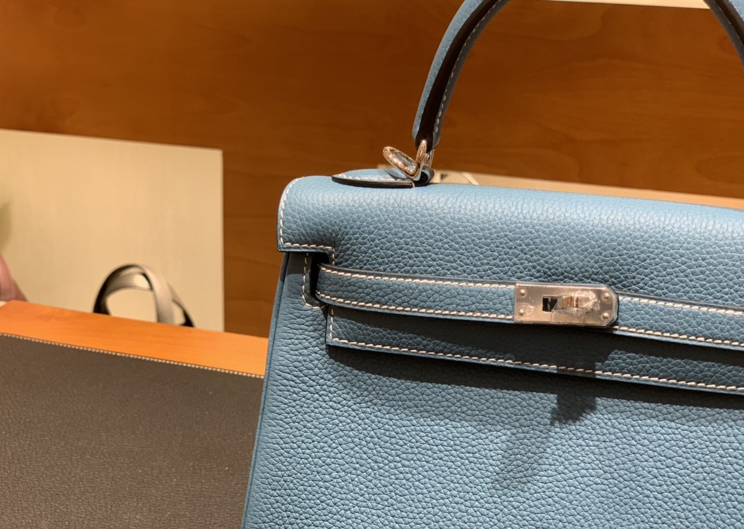 Hermès（爱马仕）Kelly 凯莉包 Togo 牛仔蓝 银扣 25cm