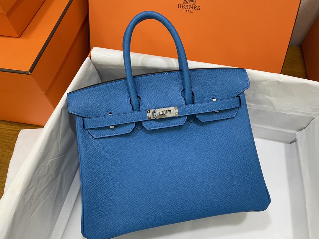 Hermès（爱马仕）Birkin 铂金包 Epsom 佛罗里达蓝 银扣 25cm