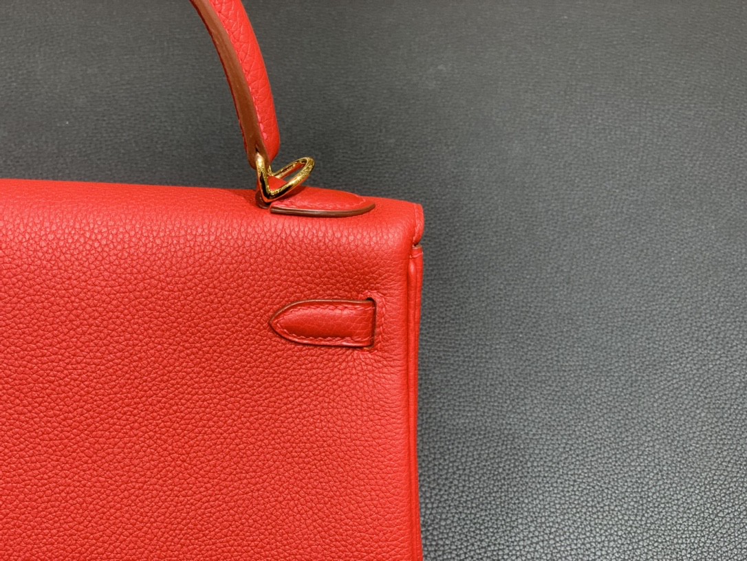 Hermès（爱马仕）Kelly 凯莉包 Togo 国旗红 金扣 25cm