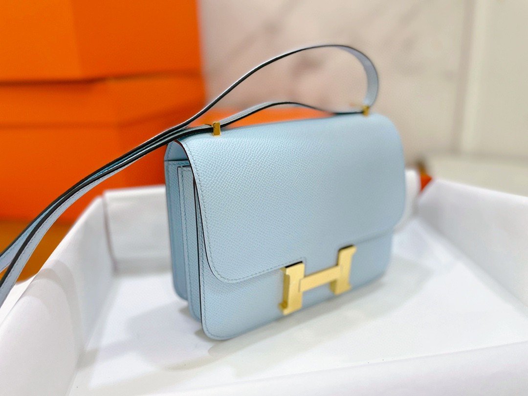 Hermès（爱马仕）Constance 康康 epsom 圣杯蓝 金扣 19cm