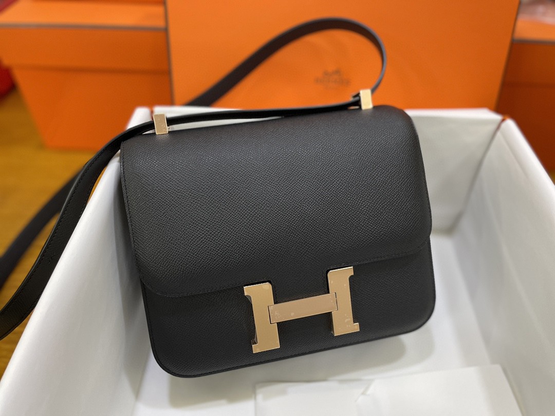 Hermès（爱马仕）Constance 康康 Epsom 黑色 玫瑰金扣 24cm