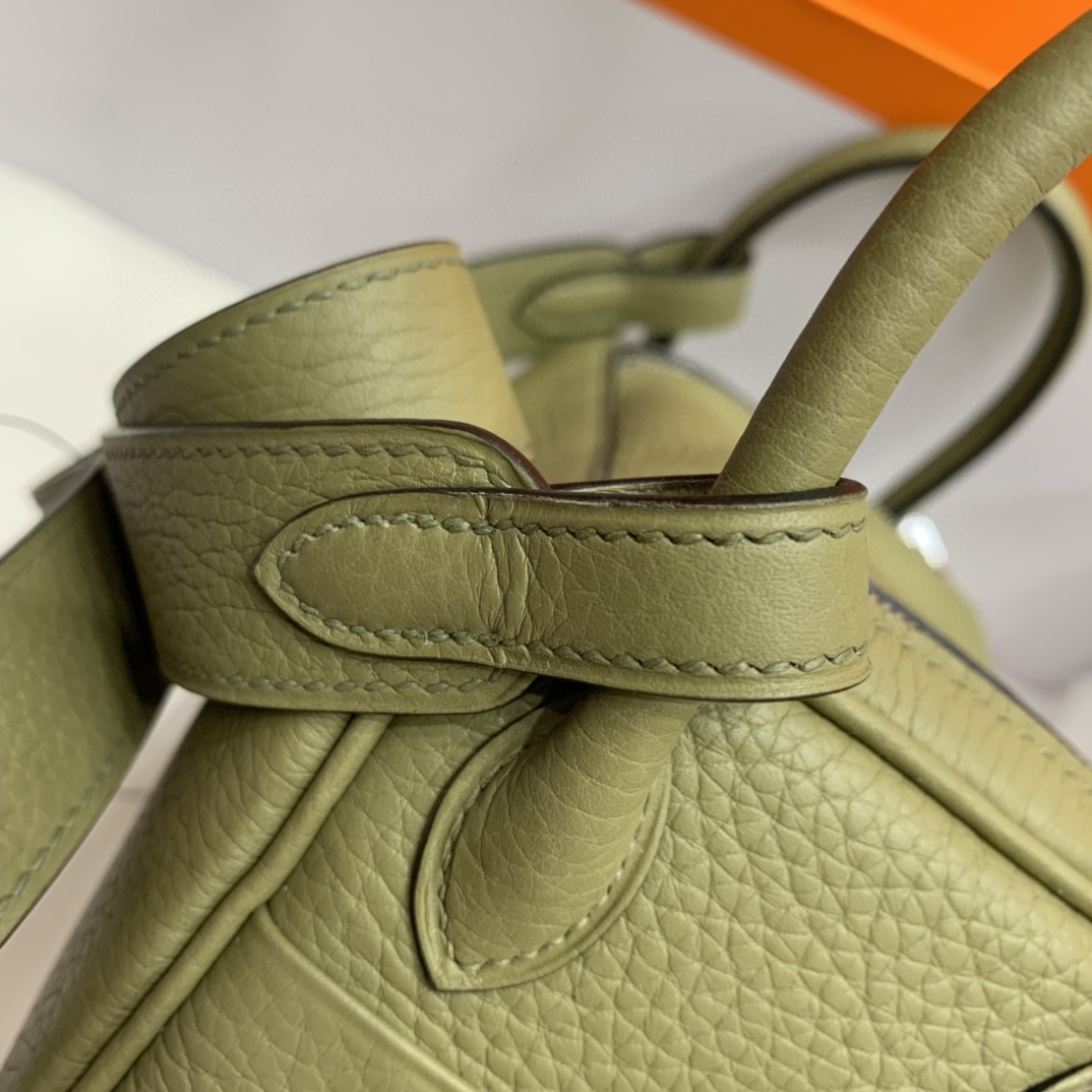 Hermès（爱马仕）mini Lindy 迷你琳迪包 TC皮 Q1 鼠尾草绿 银扣 20cm