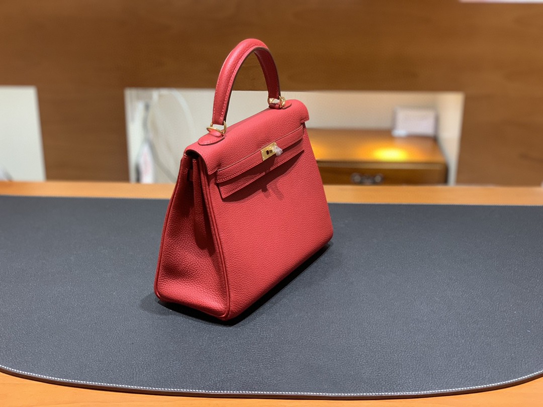 Hermès（爱马仕）Kelly 凯莉包 Togo 国旗红 金扣 25cm
