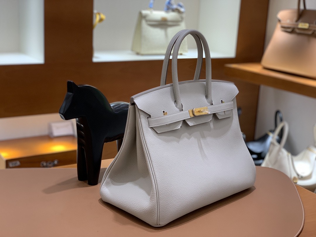 Hermès（爱马仕）Birkin 铂金包 Togo 珍珠灰 金扣 35cm