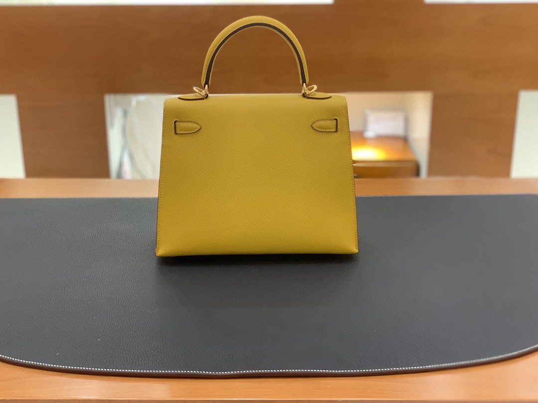 Hermès（爱马仕）Kelly 凯莉包 Epsom 9D 琥珀黄 金扣 25cm
