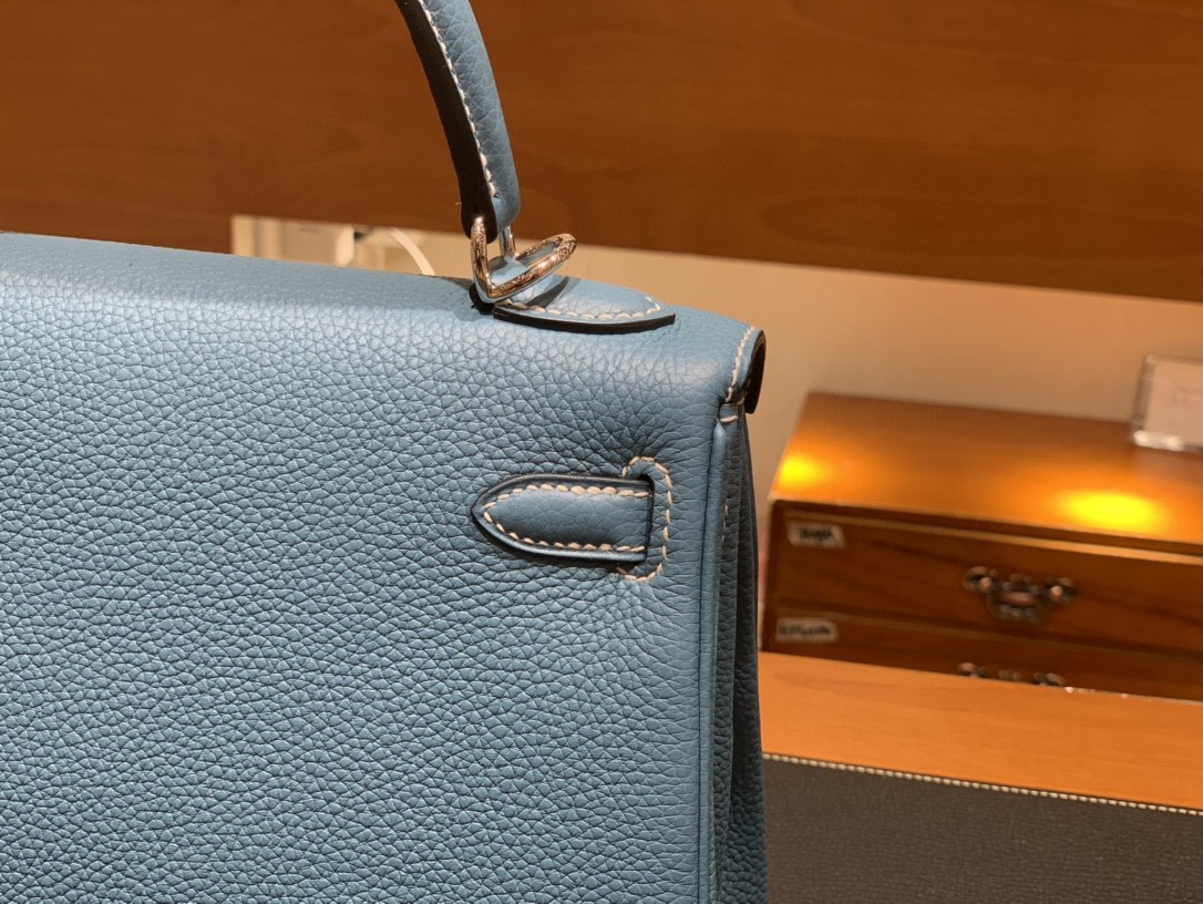 Hermès（爱马仕）Kelly 凯莉包 Togo 牛仔蓝 银扣 25cm