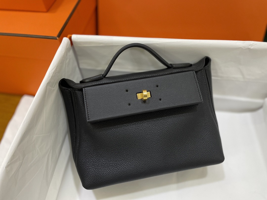 Hermès（爱马仕）mini kelly 2424 ever color 拼 swift 黑色 金扣 21cm