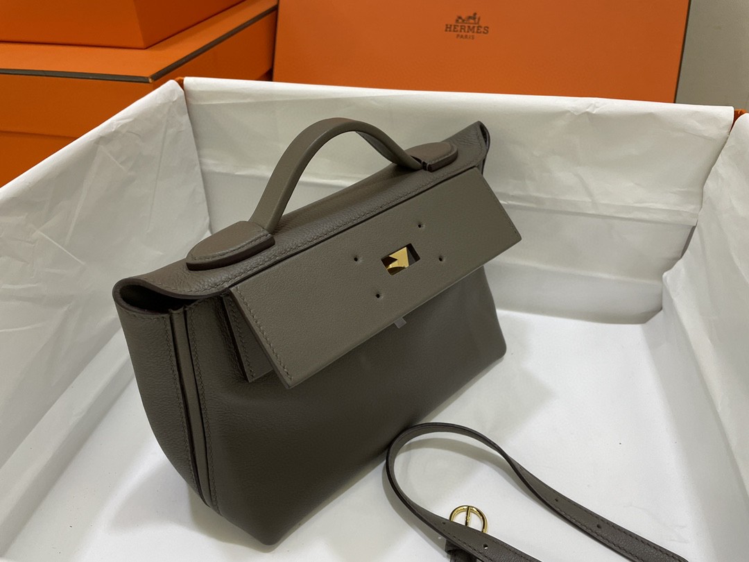 Hermès（爱马仕）mini kelly 2424 ever color 拼 swift 锡器灰 金扣 21cm