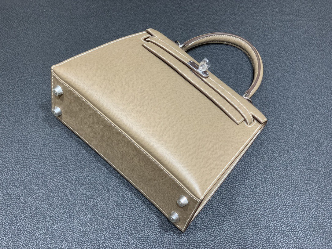 Hermès（爱马仕）Kelly 凯莉包 Epsom 大象灰 银扣 25cm