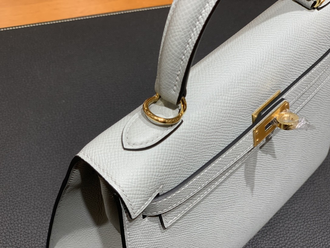 Hermès（爱马仕）Kelly 凯莉包 Epsom 冰川蓝 金扣 25cm