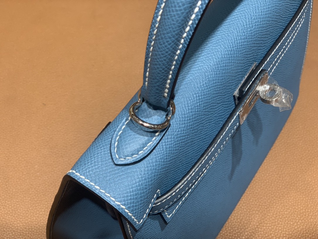 Hermès（爱马仕）Kelly 凯莉包 Epsom 牛仔蓝 银扣 25cm