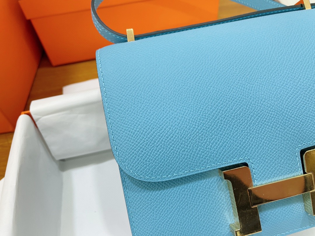 Hermès（爱马仕）Constance 康康 epsom 北方蓝 金扣 19cm