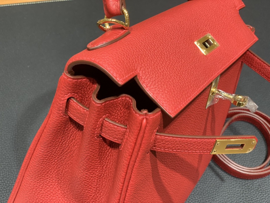Hermès（爱马仕）Kelly 凯莉包 Togo 国旗红 金扣 25cm
