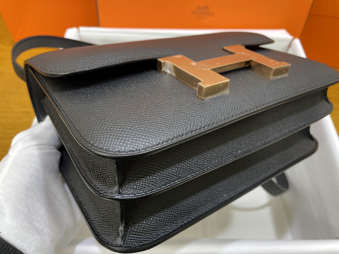 Hermès（爱马仕）Constance 康康 Epsom 黑色 玫瑰金扣 24cm