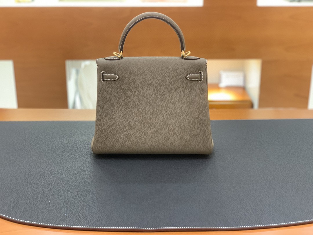 Hermès（爱马仕）Kelly 凯莉包 Togo 大象灰 金扣 25cm