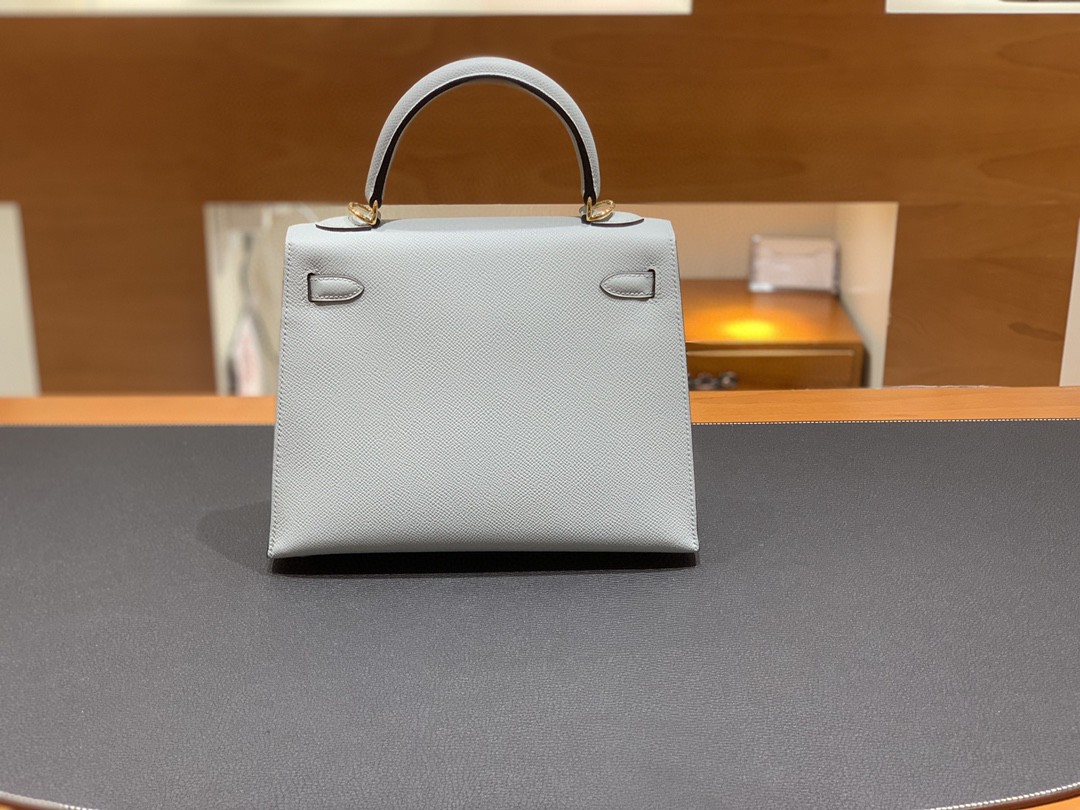 Hermès（爱马仕）Kelly 凯莉包 Epsom 冰川蓝 金扣 25cm