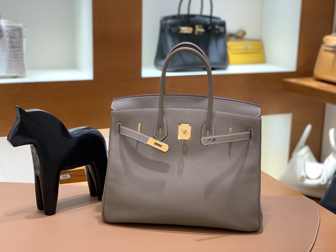 Hermès（爱马仕）Birkin 铂金包 Togo 大象灰 金扣 35cm