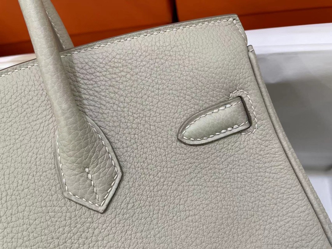 Hermès（爱马仕）Birkin 铂金包 Togo 珍珠灰 金扣 25cm