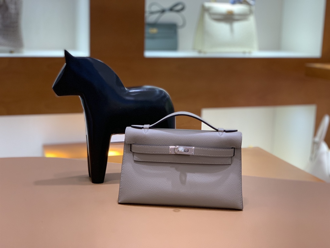 Hermès（爱马仕）miniKelly 迷你凯莉 Epsom 沥青灰 银扣 22cm