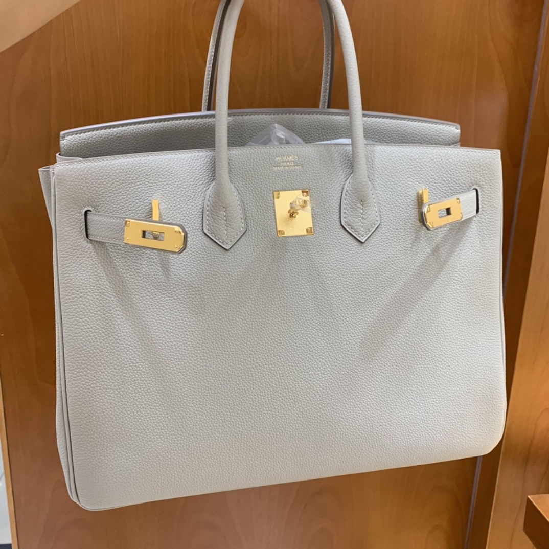 Hermès（爱马仕）Birkin 铂金包 Togo 珍珠灰 金扣 35cm