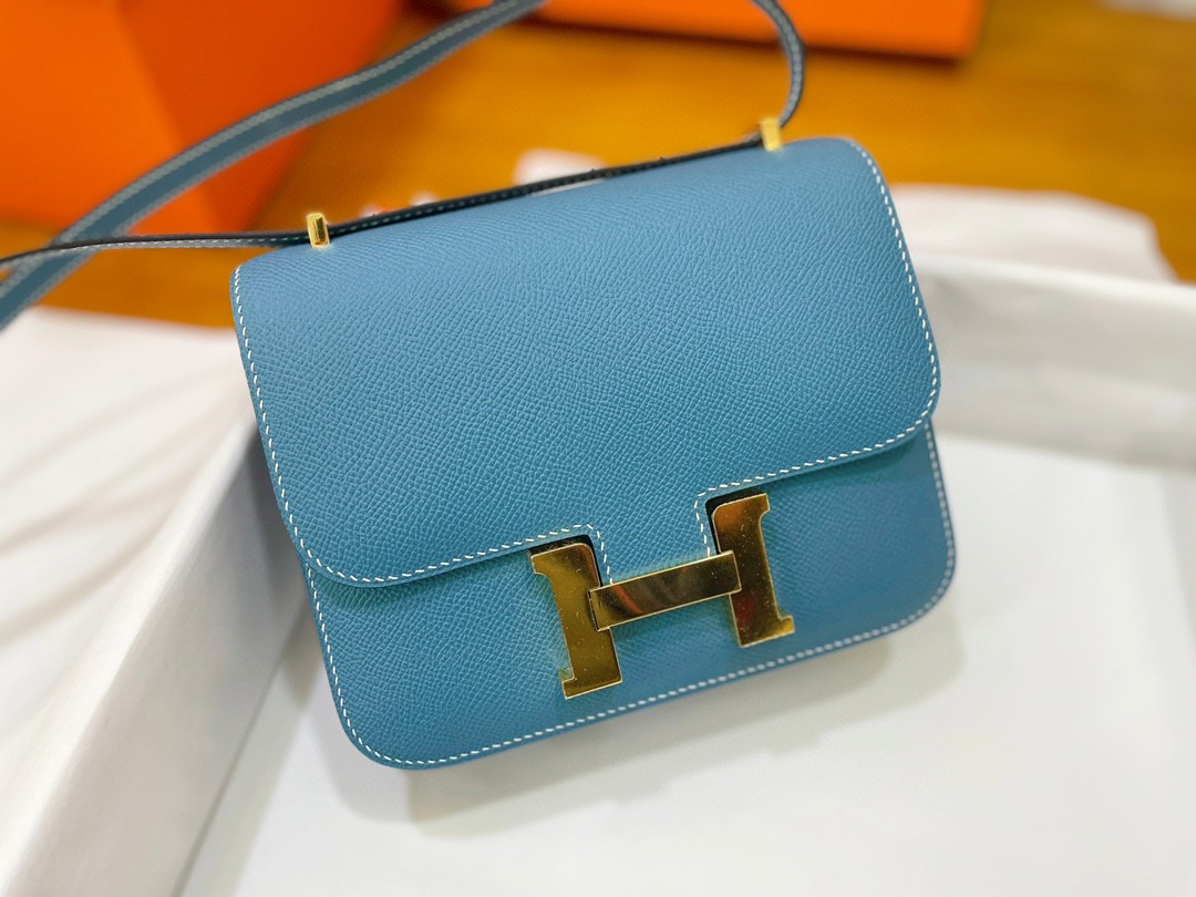Hermès（爱马仕）Constance 康康 epsom 牛仔蓝 金扣 19cm