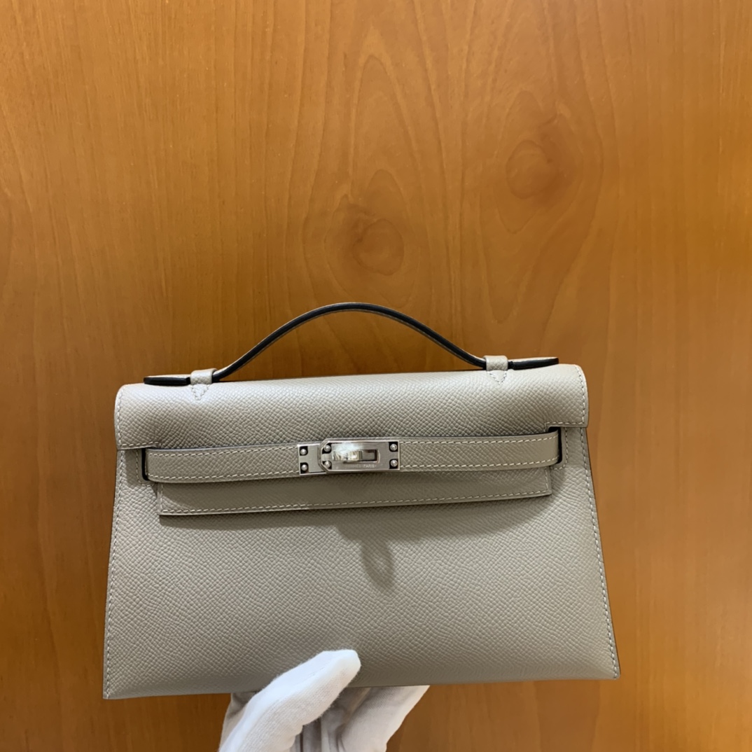 Hermès（爱马仕）miniKelly 迷你凯莉 Epsom 沥青灰 银扣 22cm